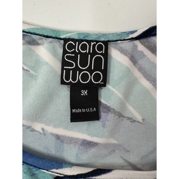 Clara Sun Woo Tunic Top Womens 3X Abstract Print Asymmetrical Made in USA - Picture 9 of 12